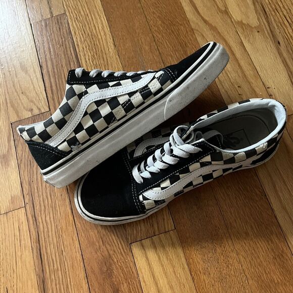 VANS WOMEN'S CLASSIC TENNIS SHOES BLACK WHITE CHECKERS SIZE 7 - Picture 6 of 12